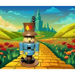 Zim’s 1996 Alice In Wonderland Wooden Scarecrow Nutcracker 2 Black Crows, 5.25”